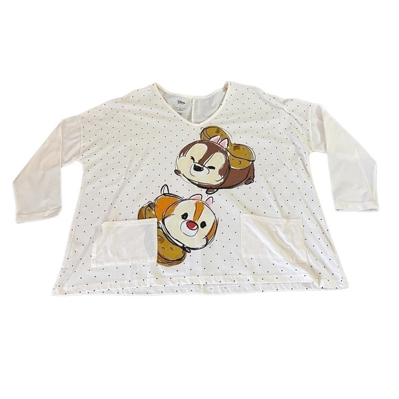𝅺Disney Store Tsum Tsum Chip & Dale Womens 3/4 Sleeve Top • NWOT • Medium​ - Picture 1 of 5